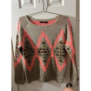 JRoberts Boutique Aztec Sweater Size S/M Pink Brown